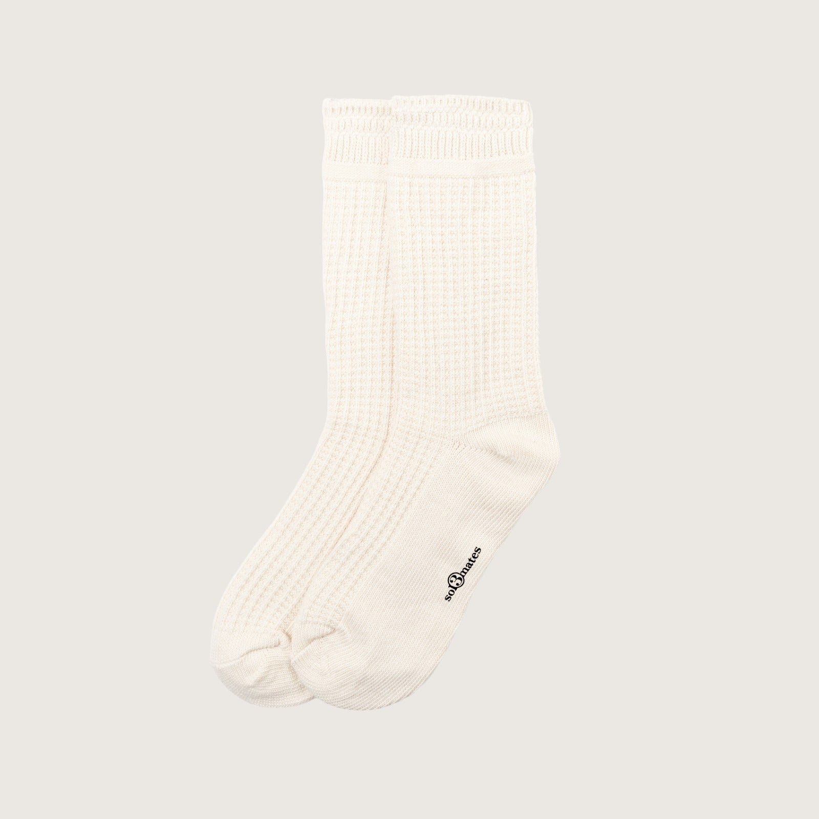 Waffle Crew Sock - Cream